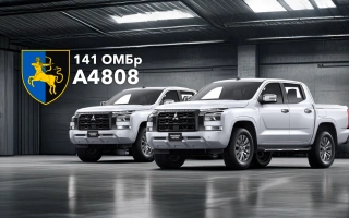 See photo Two four-wheel drive pickup trucks for the 141st Separate Mechanized Brigade